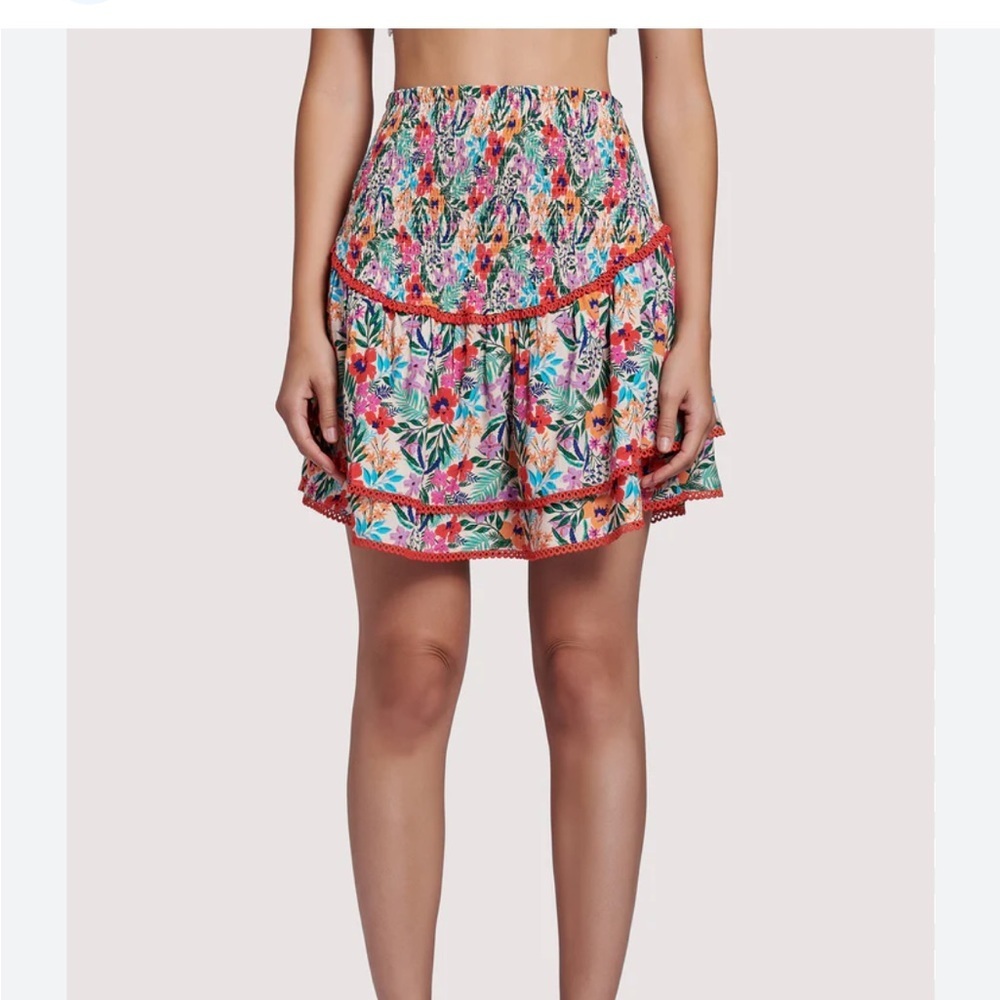 LOST + WANDER Floral Tiered Mini Skirt xl
